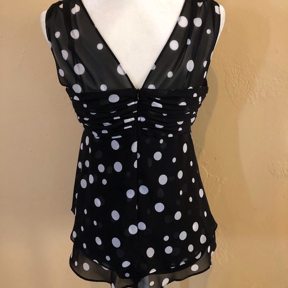 ❇️ R&M Richards blouse, Black & white, polka dot - Picture 4 of 8